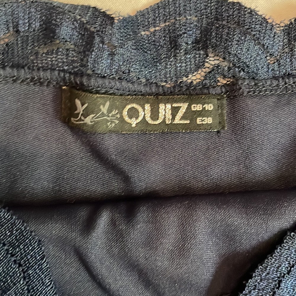 Quiz Scallop-Trimmed Navy Sheath Dress size 2 - Picture 5 of 9